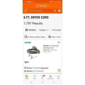 Everbilt 6 ft. 3-Prong 30 Amp Dryer Cord